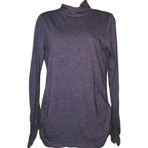 DKNY Jeans Turtleneck Ruffled Side Long Sleeve Top